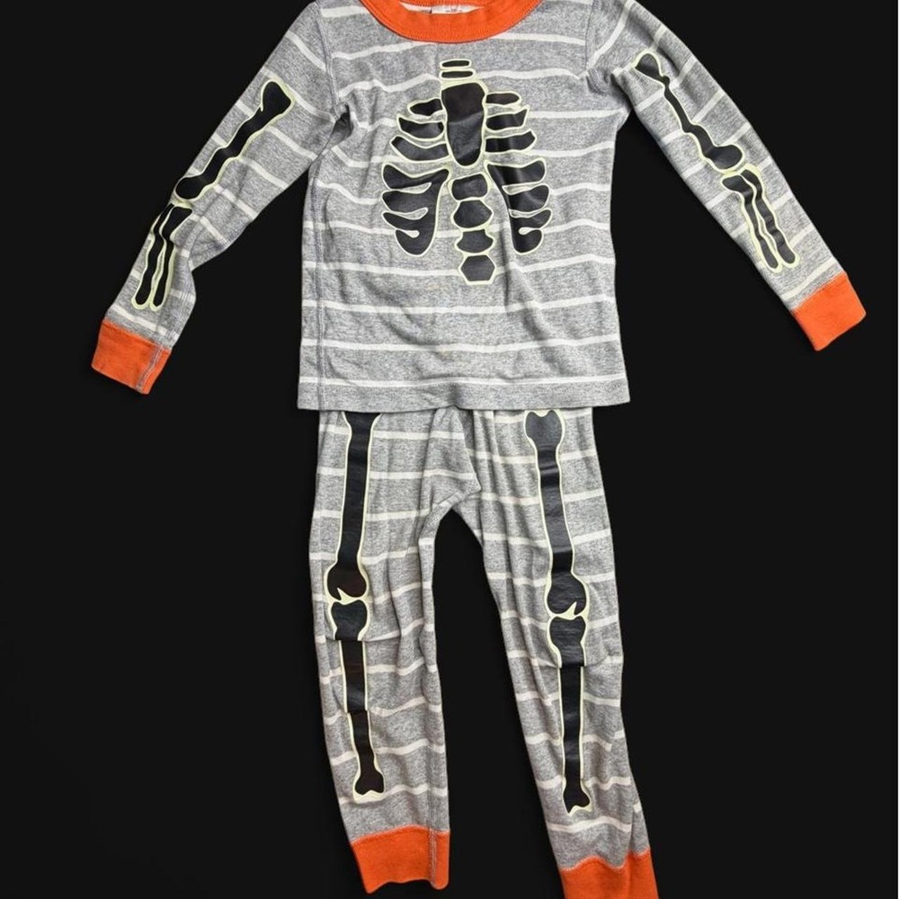 Hanna Andersson Glow-in-the-Dark Skeleton Pajama Set Kids Size 4 / 100 cm